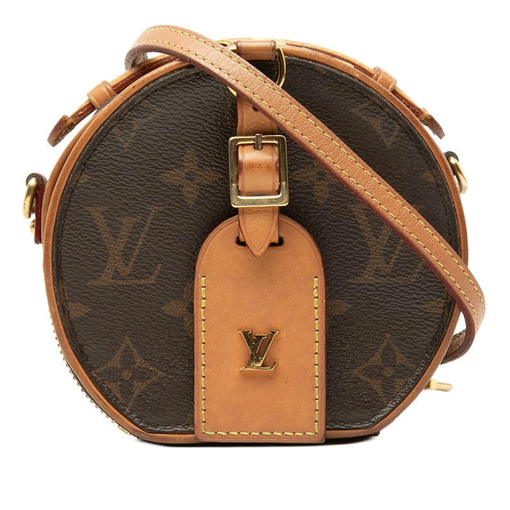 Louis Vuitton Monogram Boite Chapeau Handbag Crossbody Bag Brown Leather
